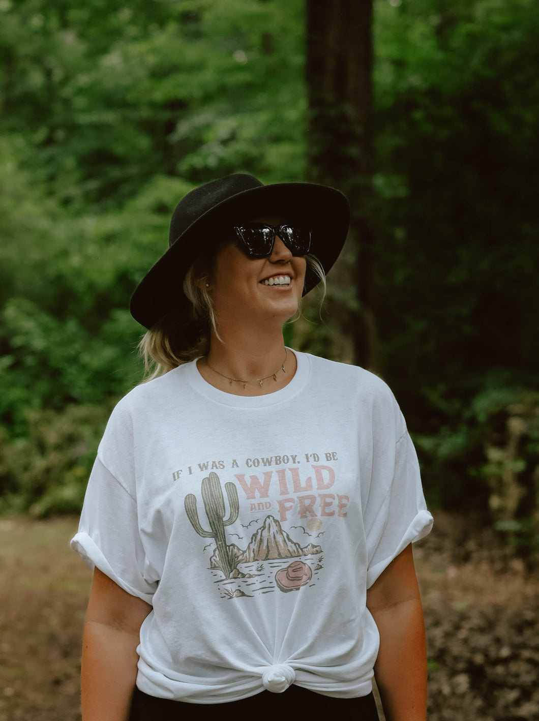 Mama If I Was A Cowboy, I'D Be Wild & Free Tee
